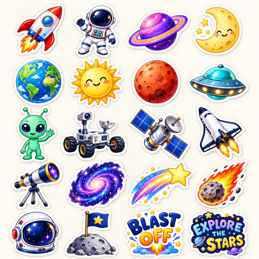 Blast Off - 20 Vinyl Stickers
