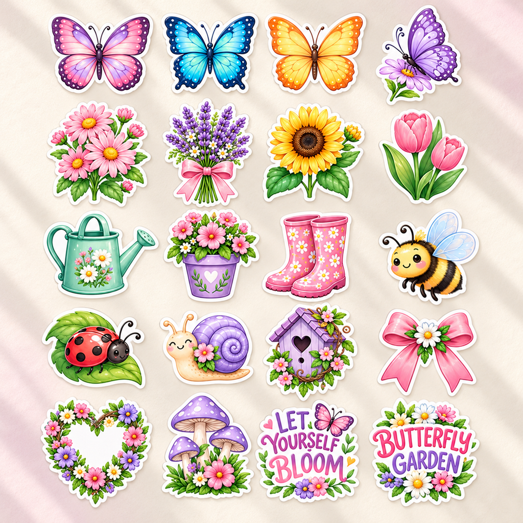 Butterfly Garden - 20 Vinyl Stickers